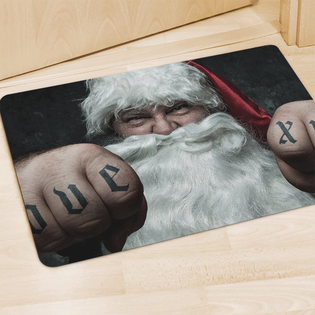 Love Xmas Santa Claus Print Polyester Doormat