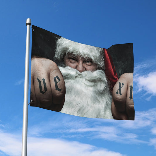 Love Xmas Santa Claus Print Polyester Flag