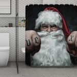 Love Xmas Santa Claus Print Polyester Shower Curtain
