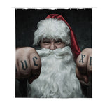 Love Xmas Santa Claus Print Polyester Shower Curtain