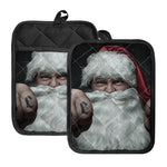 Love Xmas Santa Claus Print Pot Holders With Pocket