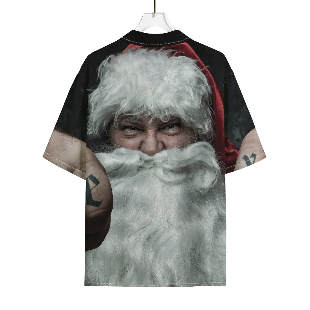 Love Xmas Santa Claus Print Rayon Hawaiian Shirt