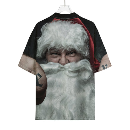 Love Xmas Santa Claus Print Rayon Hawaiian Shirt