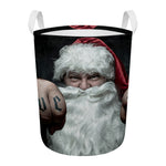Love Xmas Santa Claus Print Round Laundry Basket