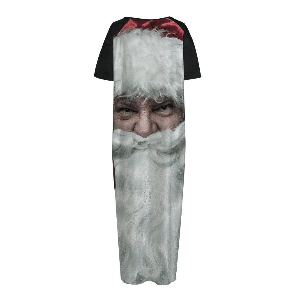 Love Xmas Santa Claus Print Short Sleeve Long Nightdress