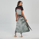 Love Xmas Santa Claus Print Short Sleeve Maxi Dress