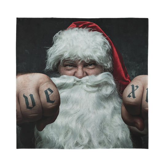 Love Xmas Santa Claus Print Silk Bandana