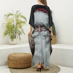 Love Xmas Santa Claus Print Silk V-Neck Kaftan Dress