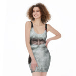 Love Xmas Santa Claus Print Sleeveless Bodycon Dress
