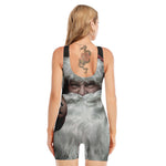 Love Xmas Santa Claus Print Sleeveless One Piece Swimsuit