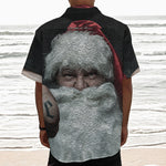 Love Xmas Santa Claus Print Textured Short Sleeve Shirt