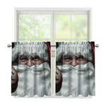 Love Xmas Santa Claus Print Tier Curtains