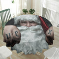 Love Xmas Santa Claus Print Waterproof Round Tablecloth