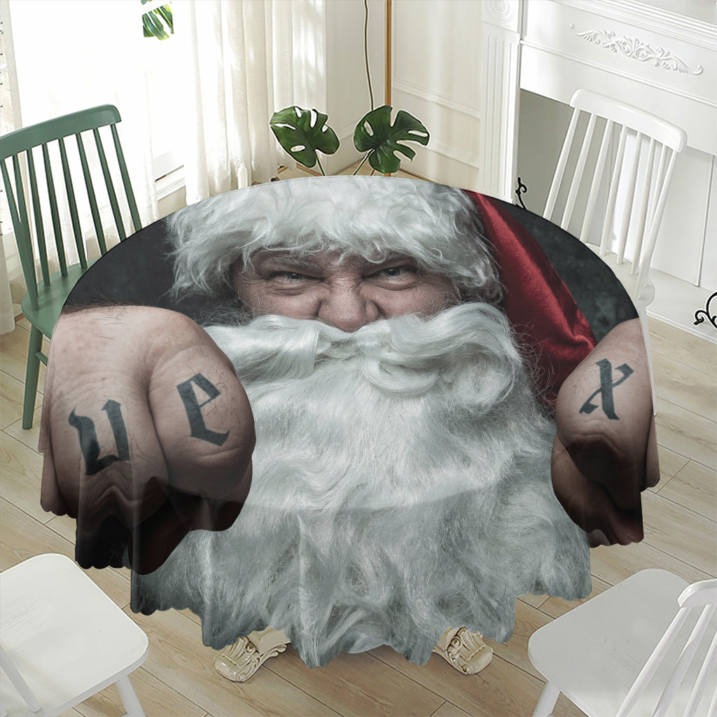Love Xmas Santa Claus Print Waterproof Round Tablecloth