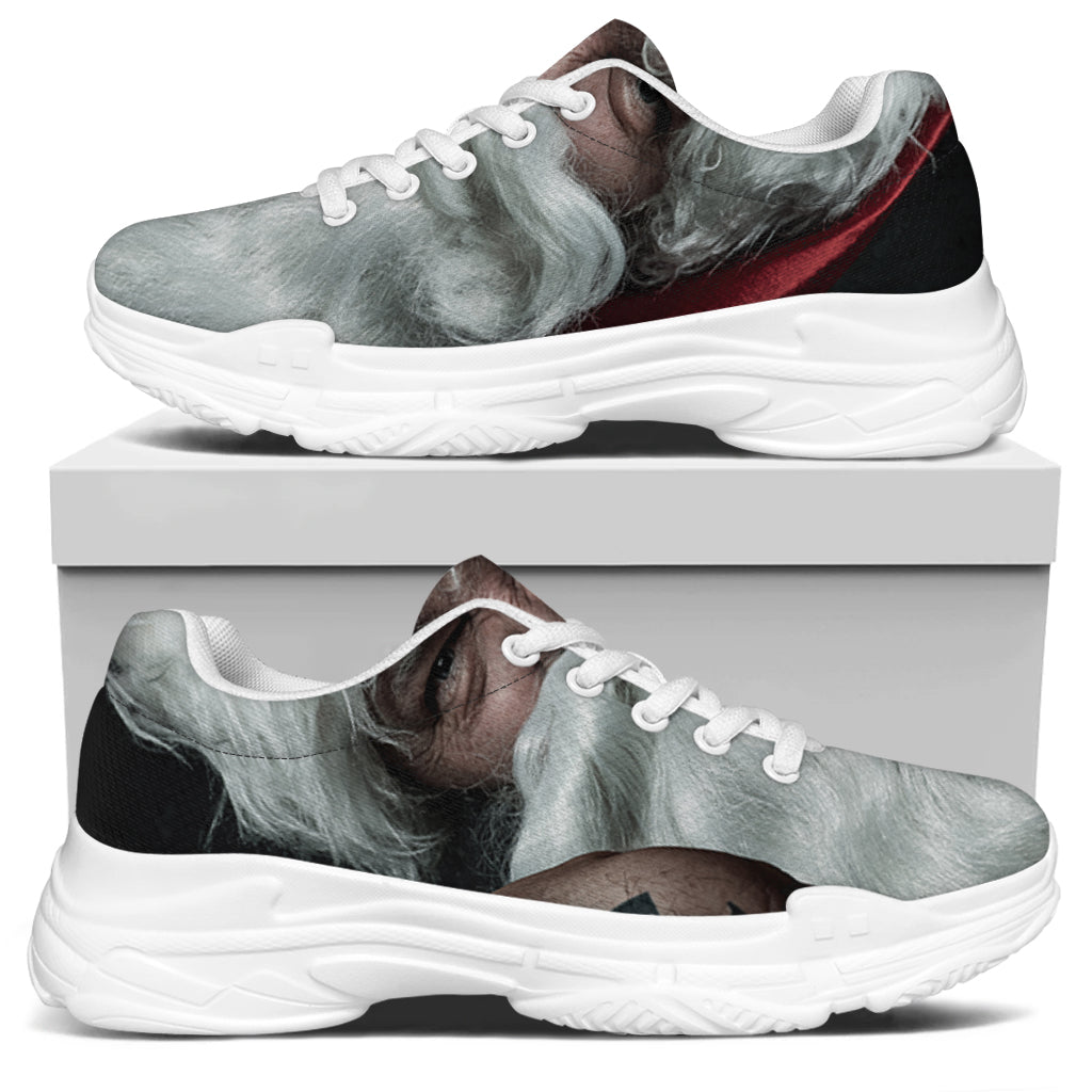 Love Xmas Santa Claus Print White Chunky Shoes