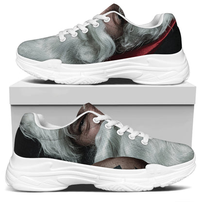 Love Xmas Santa Claus Print White Chunky Shoes