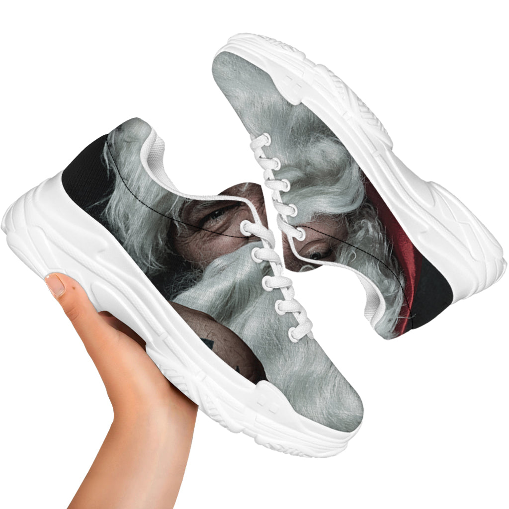 Love Xmas Santa Claus Print White Chunky Shoes
