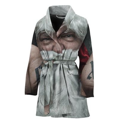 Love Xmas Santa Claus Print Women's Bathrobe