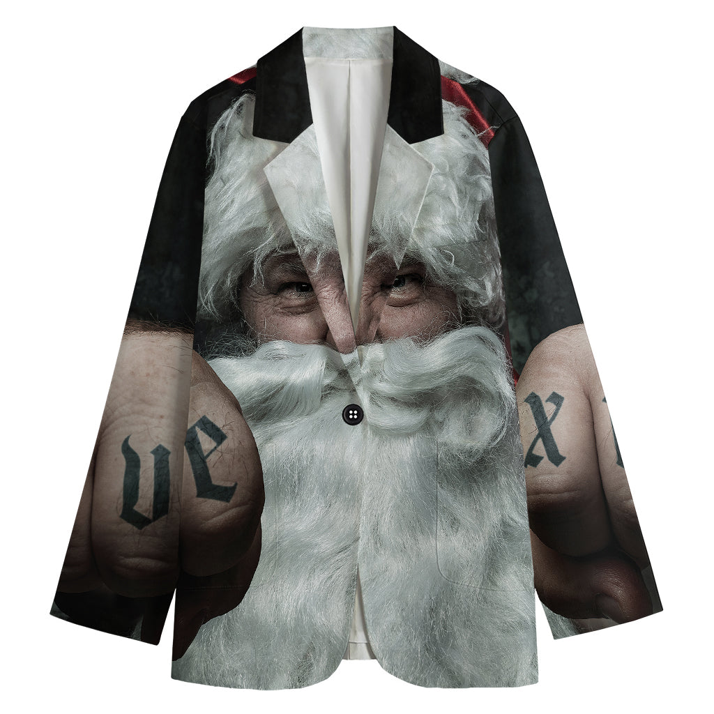 Love Xmas Santa Claus Print Women's Blazer