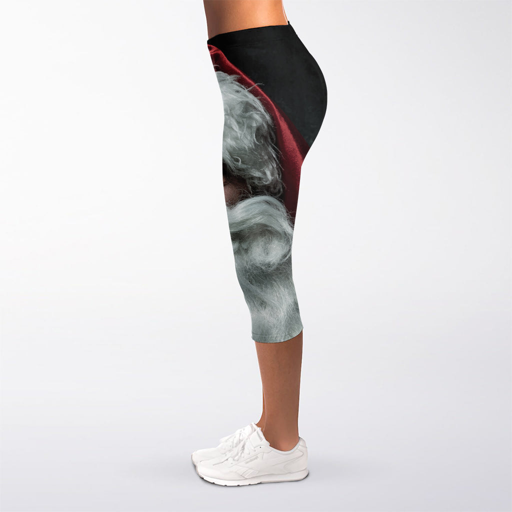 Love Xmas Santa Claus Print Women's Capri Leggings