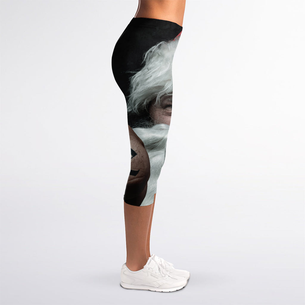 Love Xmas Santa Claus Print Women's Capri Leggings