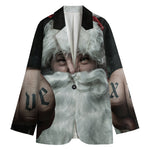 Love Xmas Santa Claus Print Women's Cotton Blazer