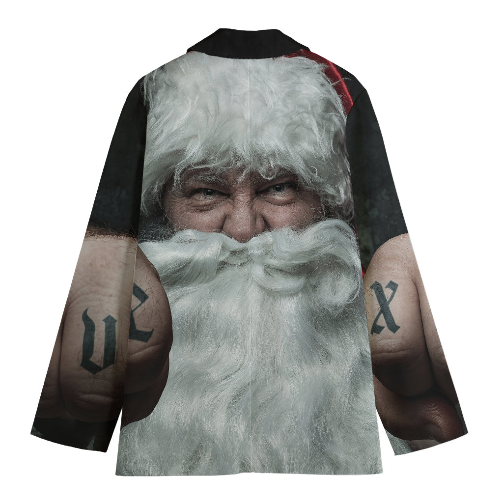 Love Xmas Santa Claus Print Women's Cotton Blazer