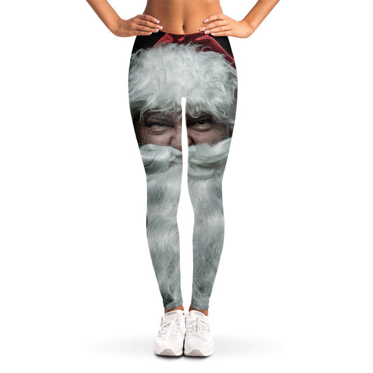 Love Xmas Santa Claus Print Women's Leggings