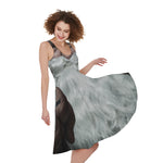 Love Xmas Santa Claus Print Women's Sleeveless Dress