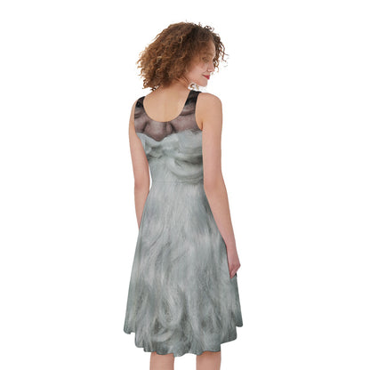 Love Xmas Santa Claus Print Women's Sleeveless Dress