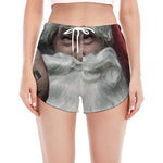 Love Xmas Santa Claus Print Women's Split Running Shorts
