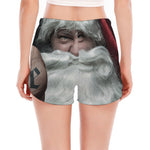 Love Xmas Santa Claus Print Women's Split Running Shorts