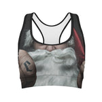 Love Xmas Santa Claus Print Women's Sports Bra