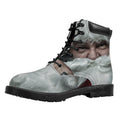 Love Xmas Santa Claus Print Padded Collar Lace Up Boots