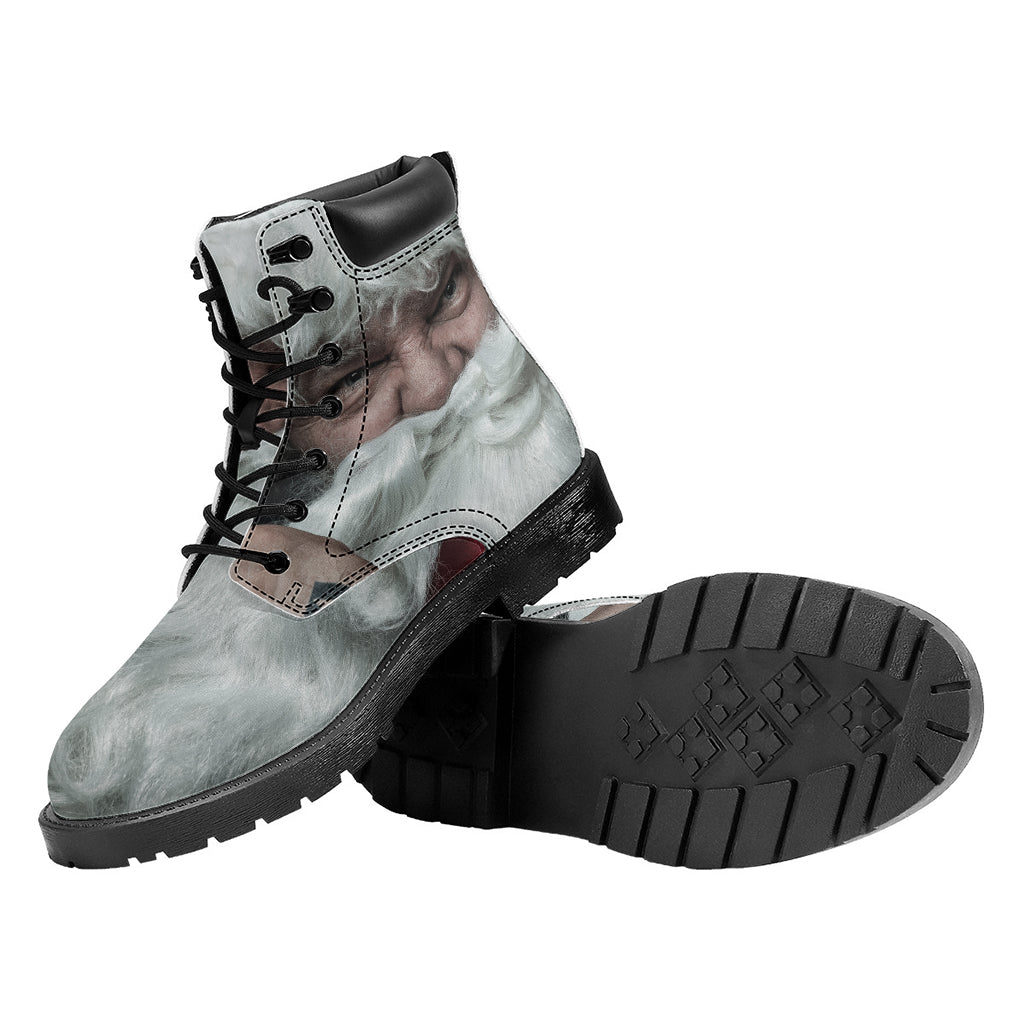 Love Xmas Santa Claus Print Work Boots