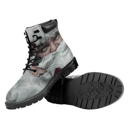 Love Xmas Santa Claus Print Work Boots