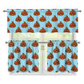 Lovely Poop Pattern Print 3 Piece Kitchen Curtains