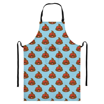 Lovely Poop Pattern Print Bib Apron With Pocket