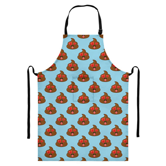 Lovely Poop Pattern Print Bib Apron With Pocket