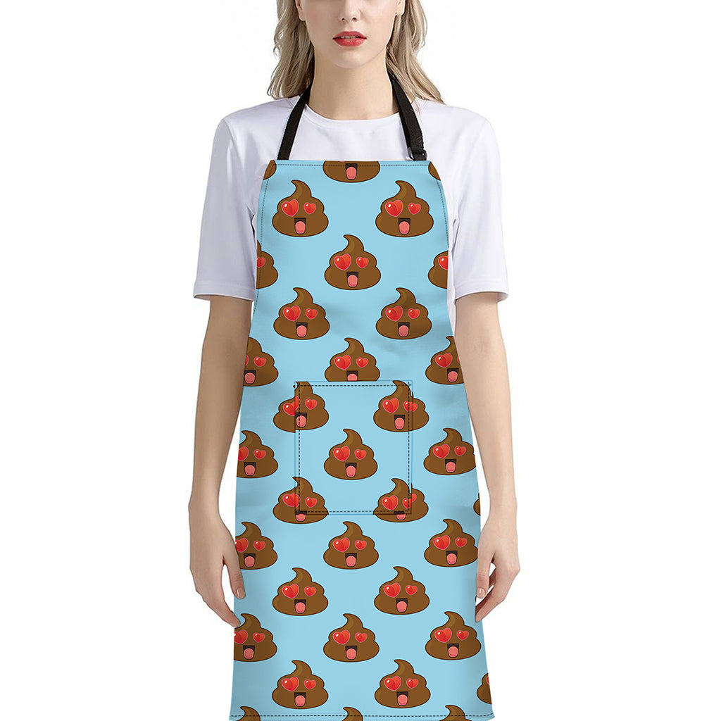 Lovely Poop Pattern Print Bib Apron With Pocket