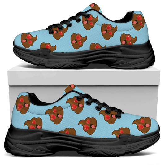 Lovely Poop Pattern Print Black Chunky Shoes