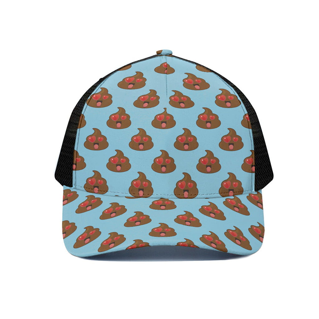 Lovely Poop Pattern Print Black Mesh Trucker Cap