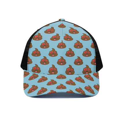 Lovely Poop Pattern Print Black Mesh Trucker Cap