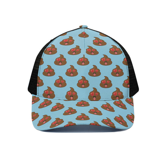 Lovely Poop Pattern Print Black Mesh Trucker Cap