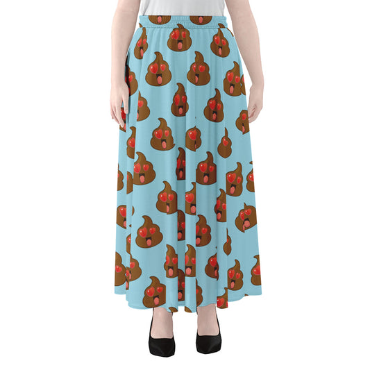 Lovely Poop Pattern Print Chiffon Maxi Skirt
