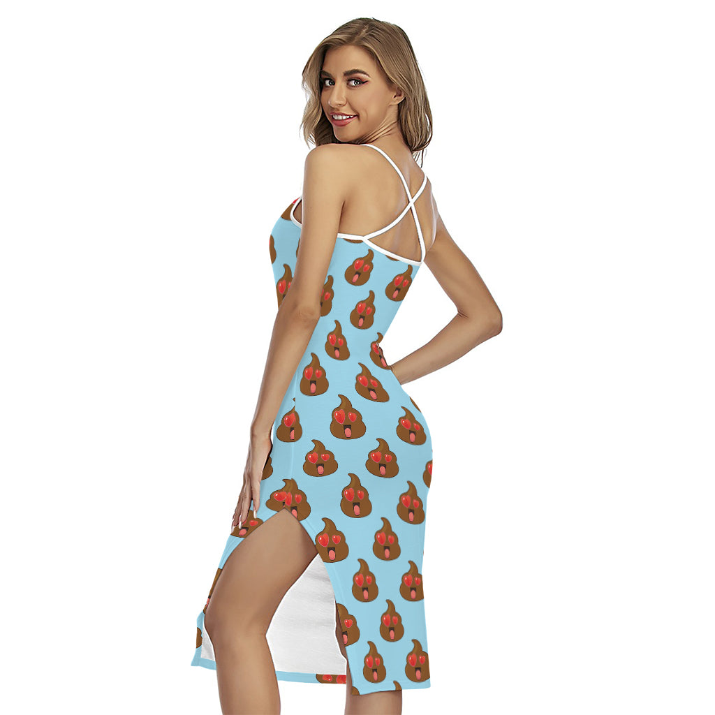 Lovely Poop Pattern Print Cross Back Cami Dress