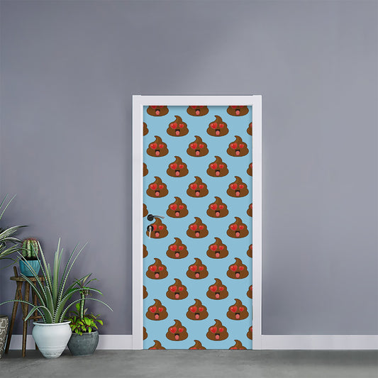 Lovely Poop Pattern Print Door Sticker