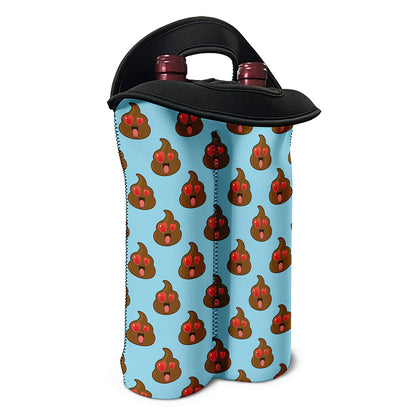 Lovely Poop Pattern Print Double Neoprene Wine Tote