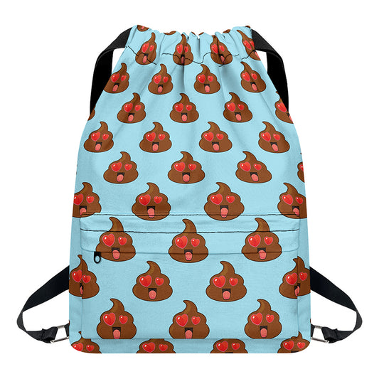 Lovely Poop Pattern Print Drawstring Backpack