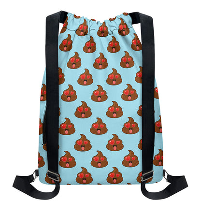 Lovely Poop Pattern Print Drawstring Backpack